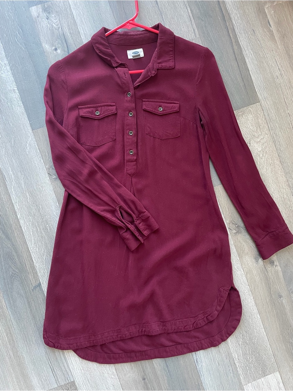 Old Navy Burgundy Shirt Dress XS